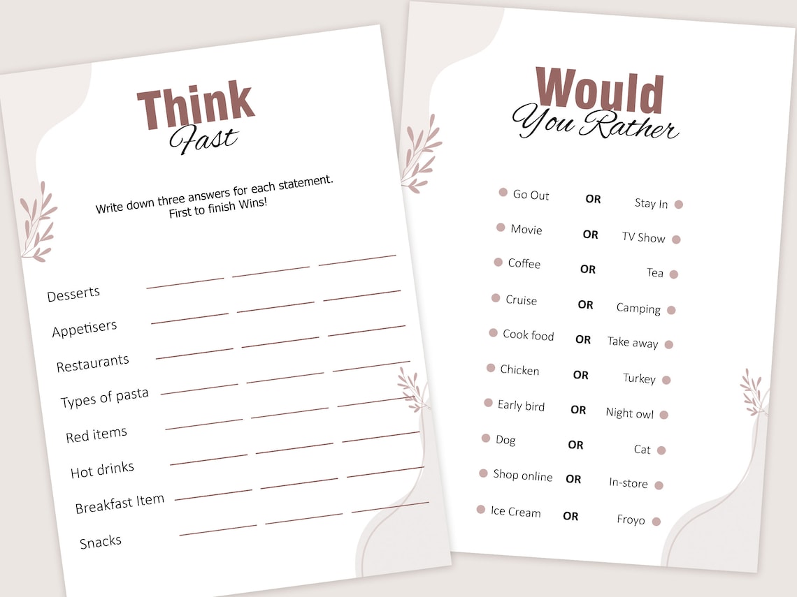 Dinner Party Games Dinner Table Party Games for Adults Etsy