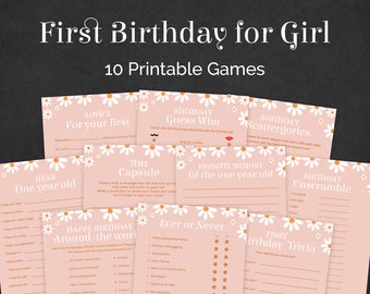 Daisy eerste verjaardag spellen Retro Daisy 1e verjaardag spellen Girl First Birthday Party Quiz Groovy Daisy Trivia activiteiten 1 jaar oud AFDRUKBAAR