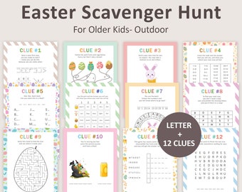 Pasen speurtocht voor tieners Easter Egg Hunt aanwijzingen Easter Bunny Escape Room Easter Basket Treasure Hunt buiten tiener kinderen afdrukbare