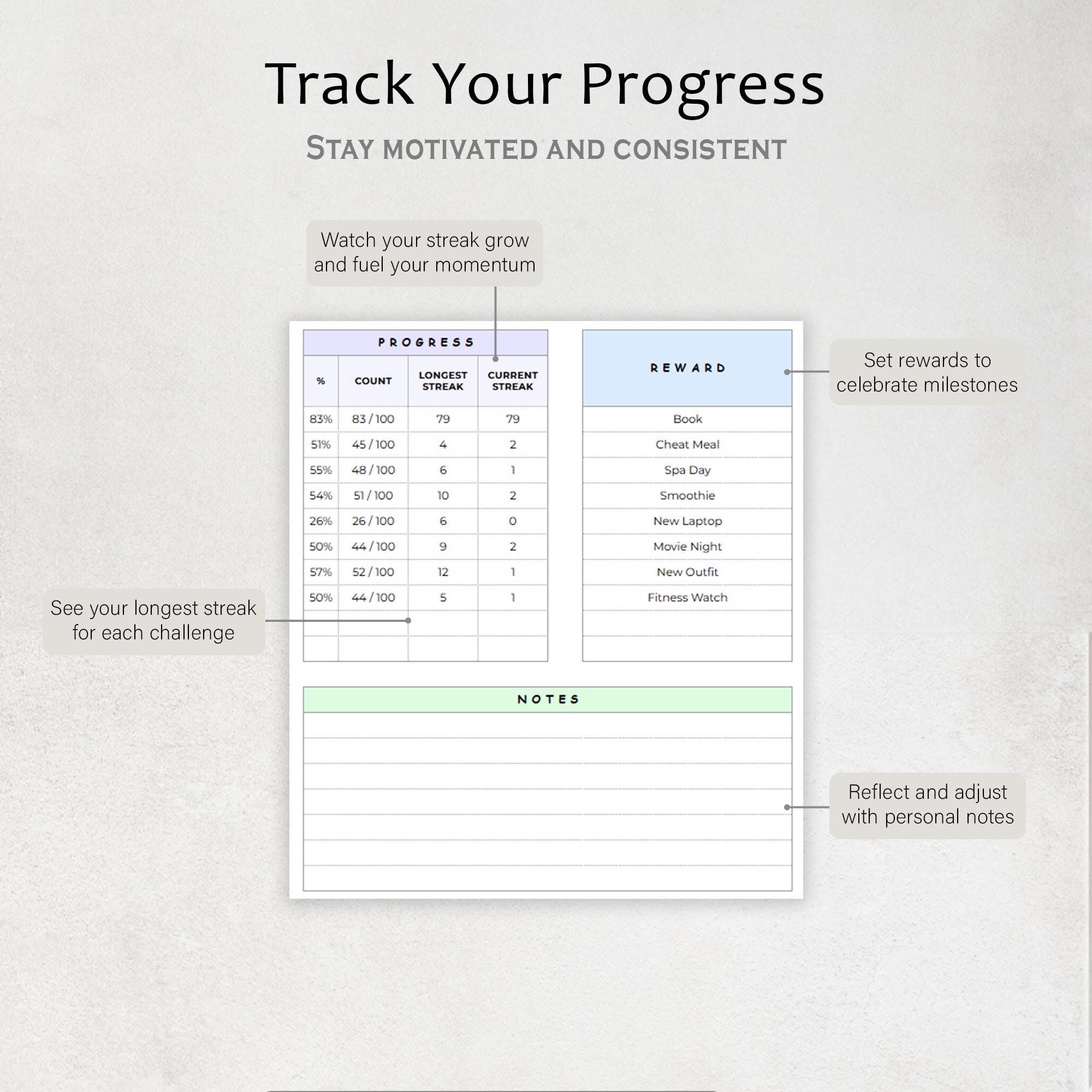 100 Soft Challenge Spreadsheet Fitness Tracker Template 100 Easy ...