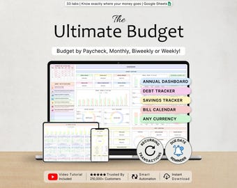 Annual Budget Planner Ultimate Budget Tracker Budget Template Monthly Budget by Paycheck Biweekly Financial Planner Bill Tracker Debt Payoff