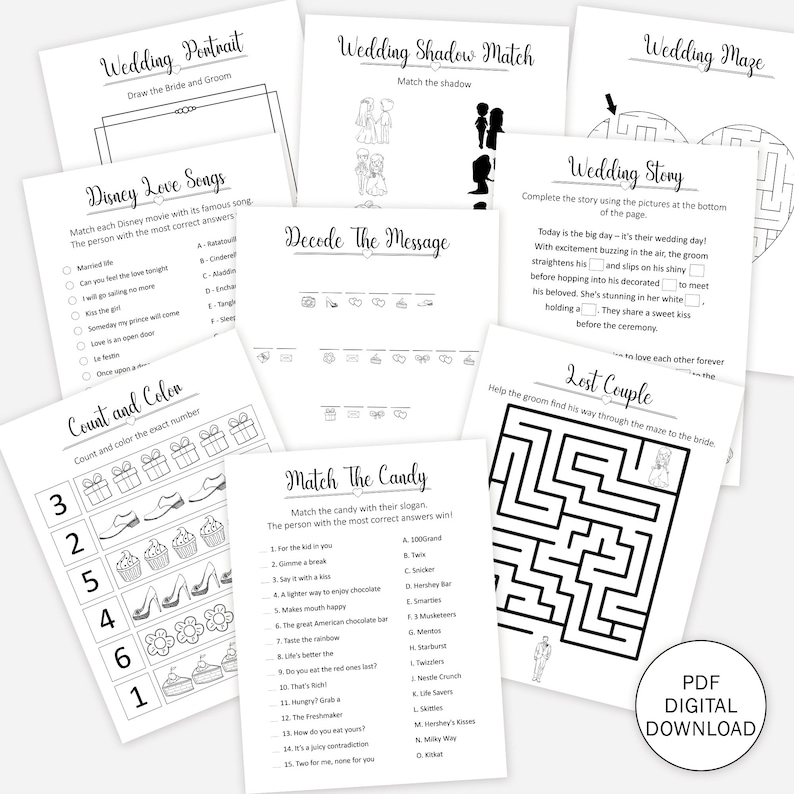 Kids Wedding Activity Pack Wedding Activity Book Coloring Book for Kids Reception Table Activities Booklet Marriage Games PRINTABLE Digital image 5