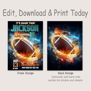 Football Birthday Invitation Football Invitation Sports Invitation Boy Birthday Party Football Theme Invite Template EDITABLE Digital image 2