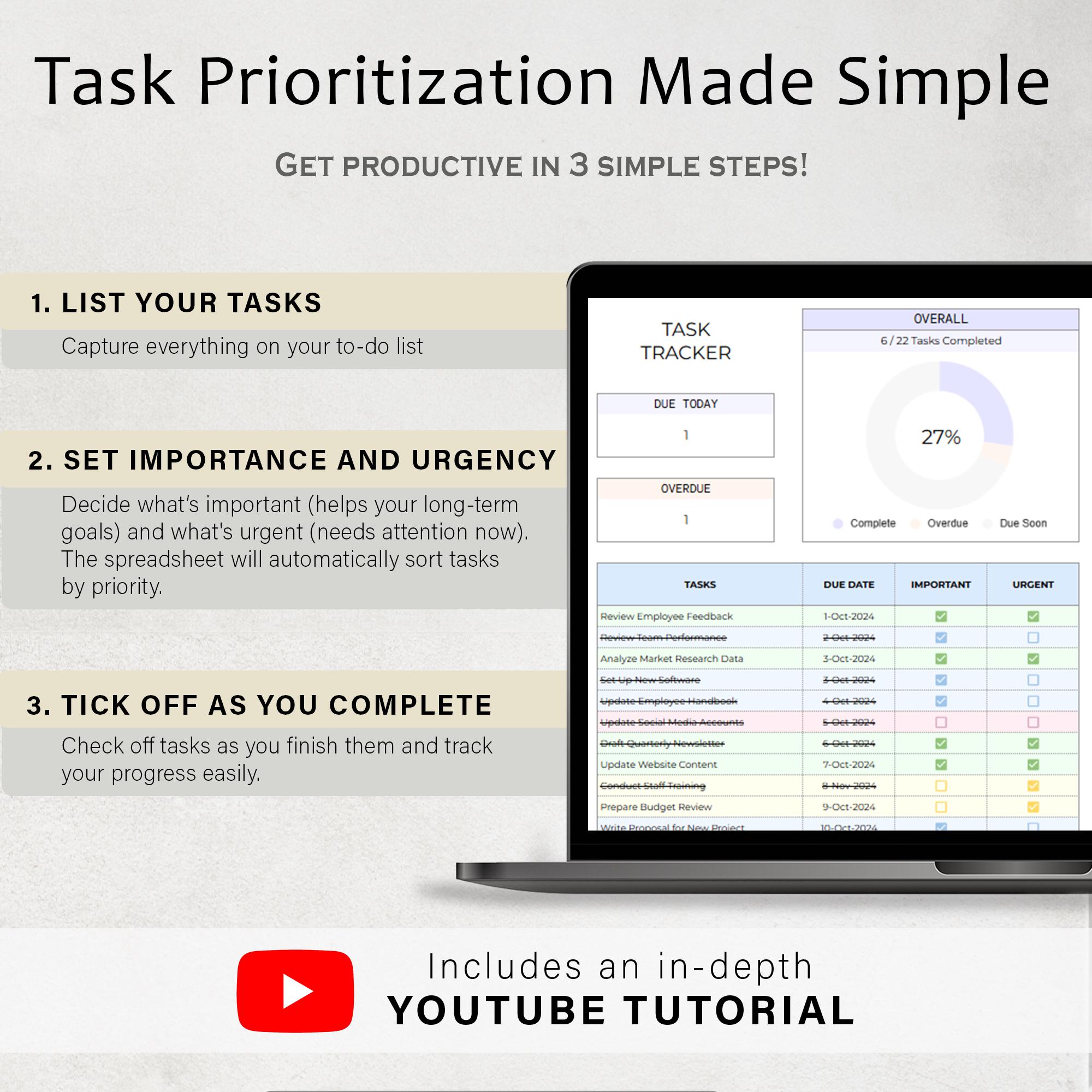 Eisenhower Matrix Task Priority Tracker to Do List Spreadsheet Task ...