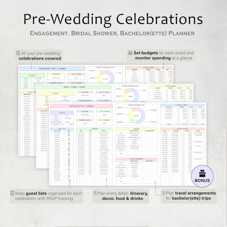 Wedding Planner Spreadsheet Wedding Budget Tracker Wedding Checklist Guest List Seating Plan Wedding Itinerary Gift Vendor Google Sheets image 14