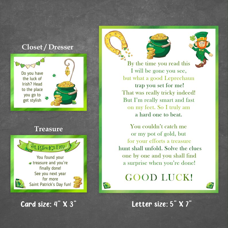 Leprechaun Treasure Hunt for Kids St Patricks Day Scavenger Hunt Indoor ...