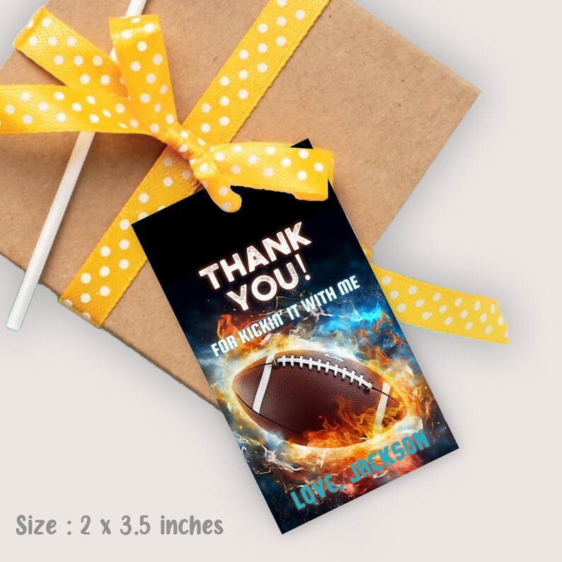 Football Thank You Tags Football Party Favors Sports Favor Tags Gift ...