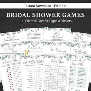 Brautdusche Spiele Greenery Bachelorette Spiele Eukalyptus Hochzeit Duschspiele Brautparty Spiele Braut Bräutigam Paare Duschspiele EDITIERBAR