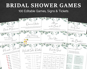 Bridal Shower Games Greenery Bachelorette Games Eucalyptus Wedding Shower Games Bridal Party Games Bride Groom Couples Shower Games EDITABLE