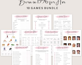 30th Birthday Games for Women 30th Birthday Party Games for Her Born in 1996 Game 1996 Trivia Quiz Activity Bundle Instant Digital PRINTABLE