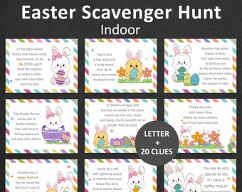 Easter Scavenger Hunt For Kids Easter Egg Hunt Clues Easter Bunny Treasure Hunt Indoor Easter Basket Riddle Hunt Teens Tween Game PRINTABLE