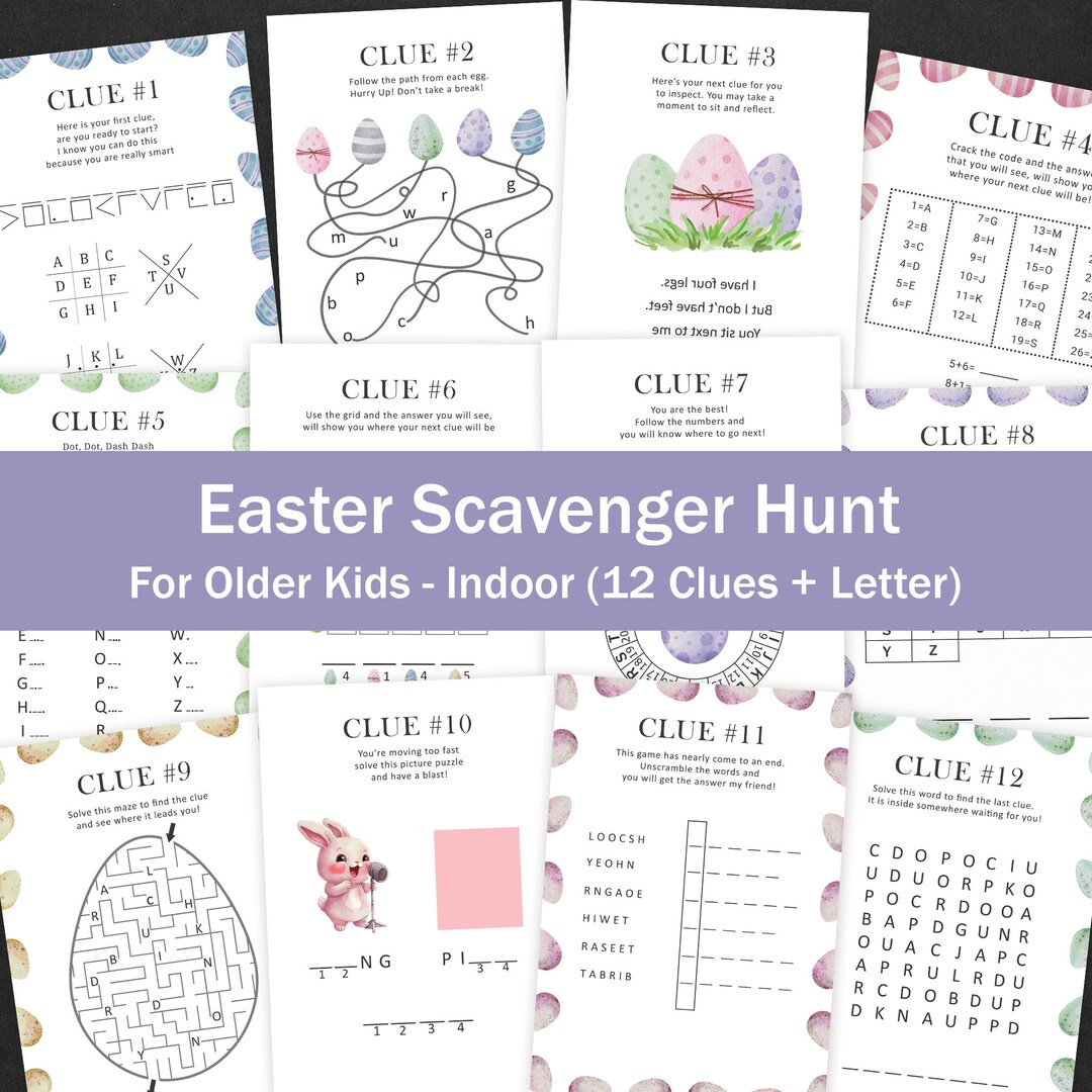 Easter Egg Hunt Clues Easter Scavenger Hunt for Teens Easter Bunny