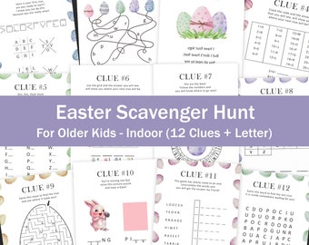 Ostereiersuche Hinweise Ostern Schnitzeljagd für Jugendliche Osterhase Flucht Zimmer Ältere Kinder Osterkorb Schatzsuche Indoor-Spiel DRUCKBAR
