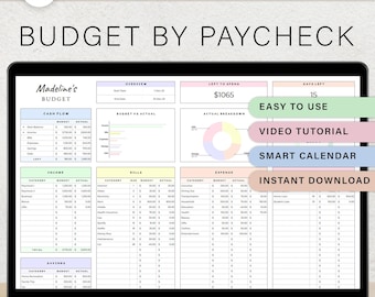 Budget By Paycheck Budget Spreadsheet Financial Planner Template Google Sheets Monthly Tracker Weekly Biweekly Bill Expenses Savings Debt
