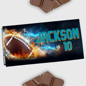 Emballage d'étiquettes en chocolat football, barre chocolatée sport, couverture de barre chocolatée football, cadeau d'anniversaire pour garçon, fête de remerciement 1,55 OZ MODIFIABLE