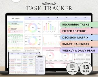 Task Tracker Spreadsheet Task Manager To-Do List Productivity Template Daily Tasks Planner Recurring Tasks Project Management Google Sheets