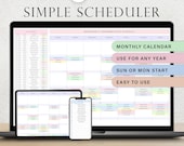 Simple Scheduler Monthly Spreadsheet Digital Calendar Template Daily Planner For Events Business Meeting Tracker Schedule Google Sheets