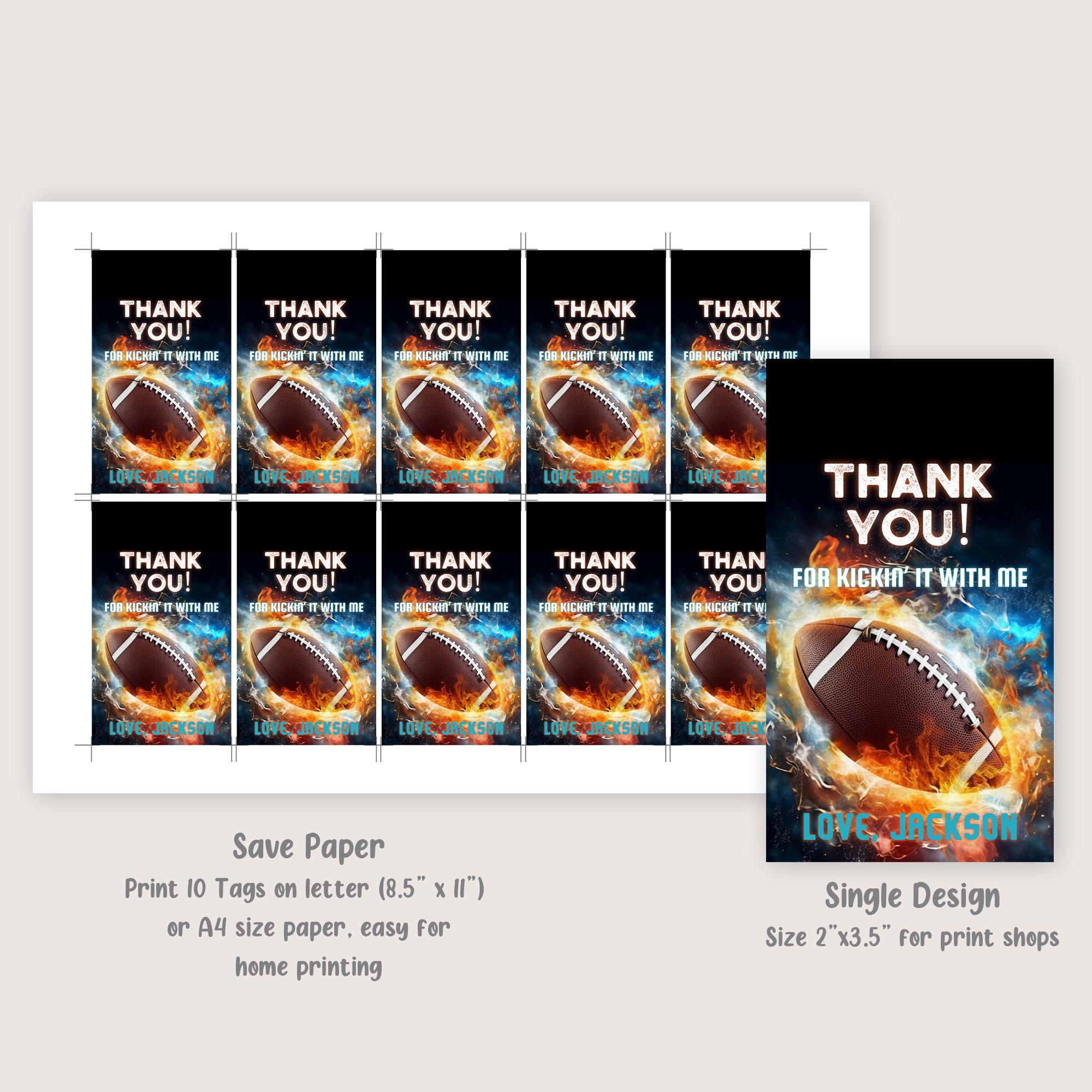 Football Thank You Tags Football Party Favors Sports Favor Tags Gift ...