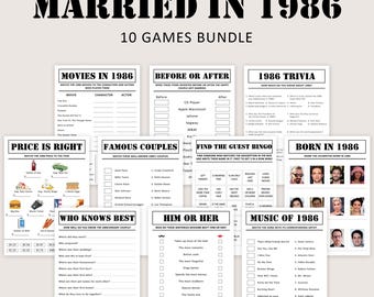 Giochi per il 40° anniversario Giochi per il 40° anniversario di matrimonio Gioco per feste del 40° anniversario Sposati nel 1986 Quiz a quiz Attività STAMPABILE Digitale