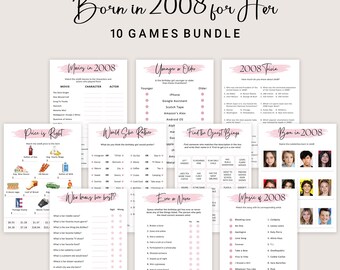 18th Birthday Games for Women 18th Birthday Party Games for Her Born in 2008 Game 2008 Trivia Quiz Activity Bundle Instant Digital PRINTABLE