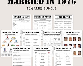 50th Anniversary Games 50th Wedding Anniversary Games 50th Anniversary Party Game Married in 1976 Trivia Quiz Activity PRINTABLE Digital