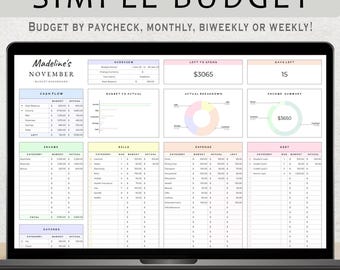 Budget Planner Google Sheet Monthly Budget Spreadsheet Paycheck Budget Template Simple Weekly Financial Planner Beginners Biweekly Budgeting