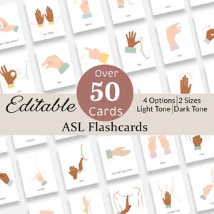 ASL Flashcard Amerikaanse Gebarentaal Speciaal onderwijs Non-verbale communicatie Spraak Autisme Visuele hulp ABA Therapy Assist RBT Bewerkbaar