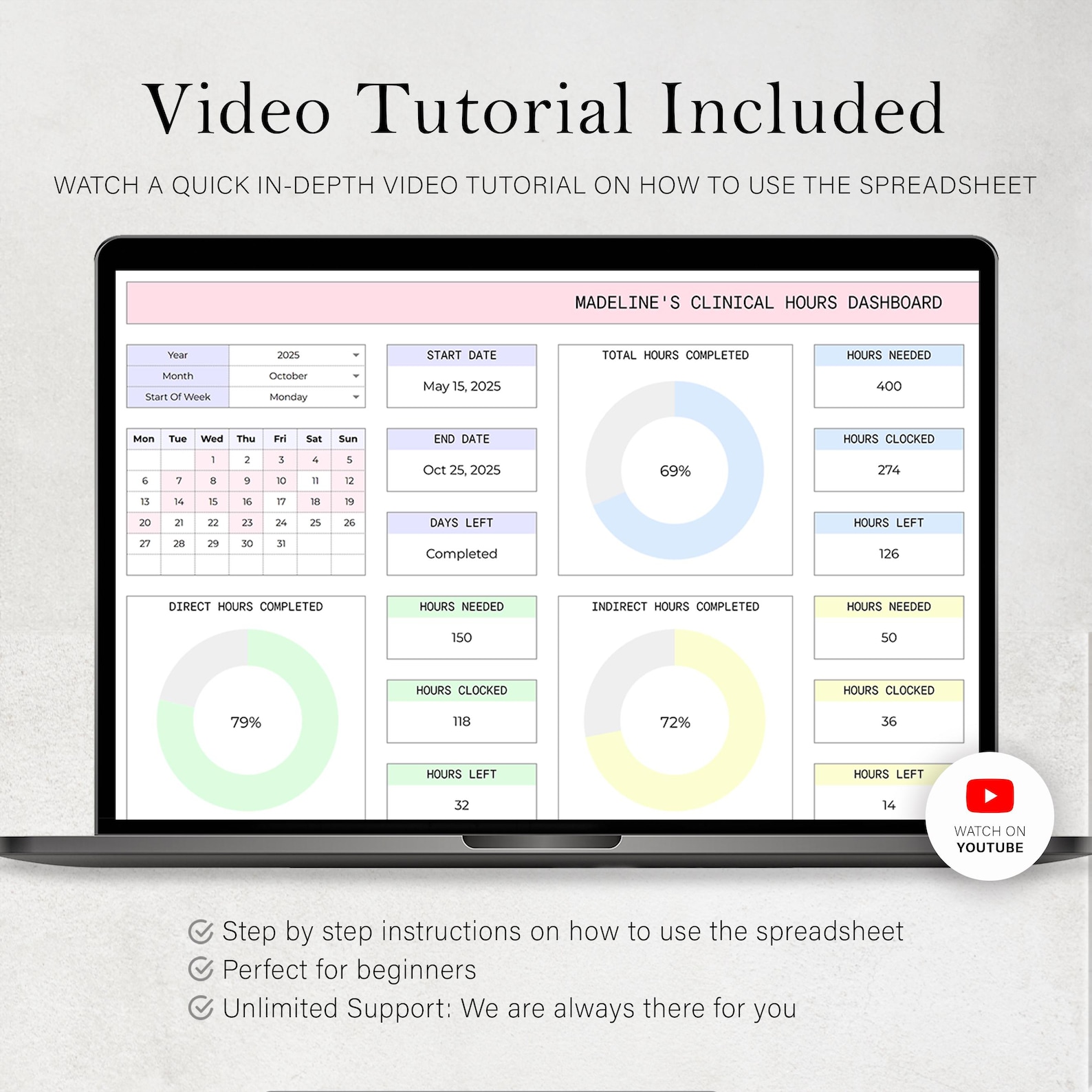 Clinical Hours Tracker Spreadsheet Supervision Log Social Workers ...