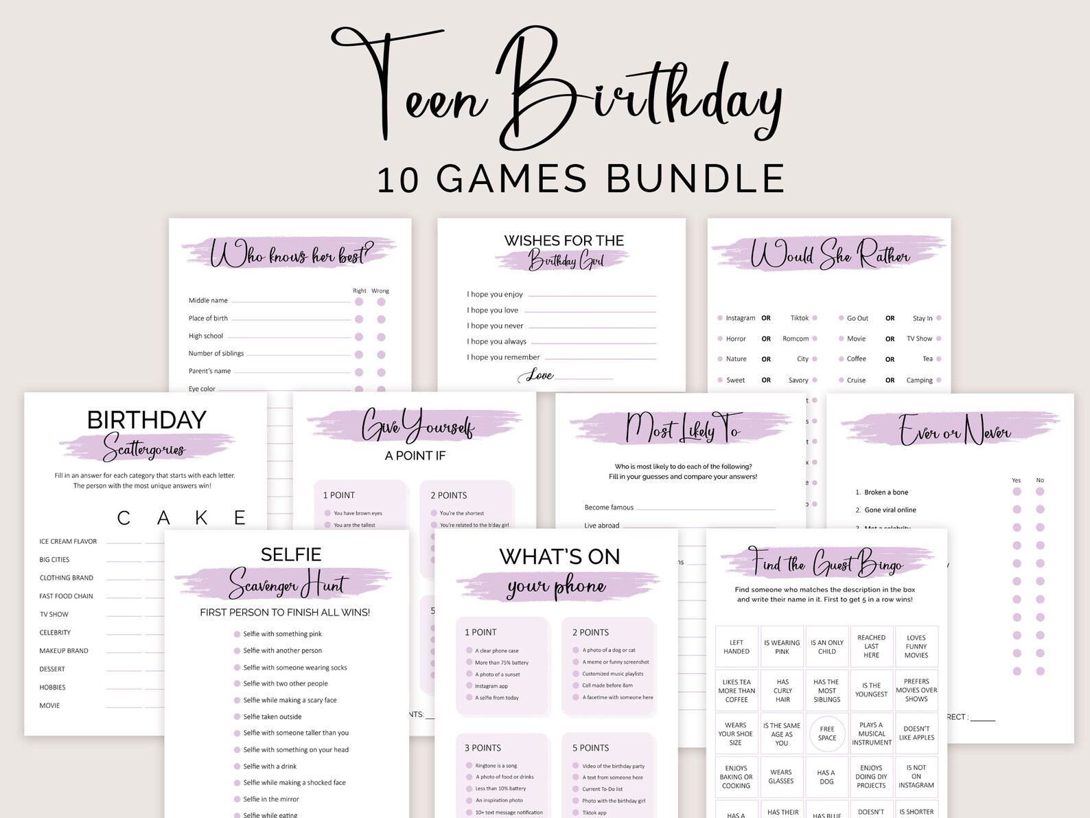 Teen Birthday Games Girl Birthday Party Games for Her Sweet 16 Birthday ...