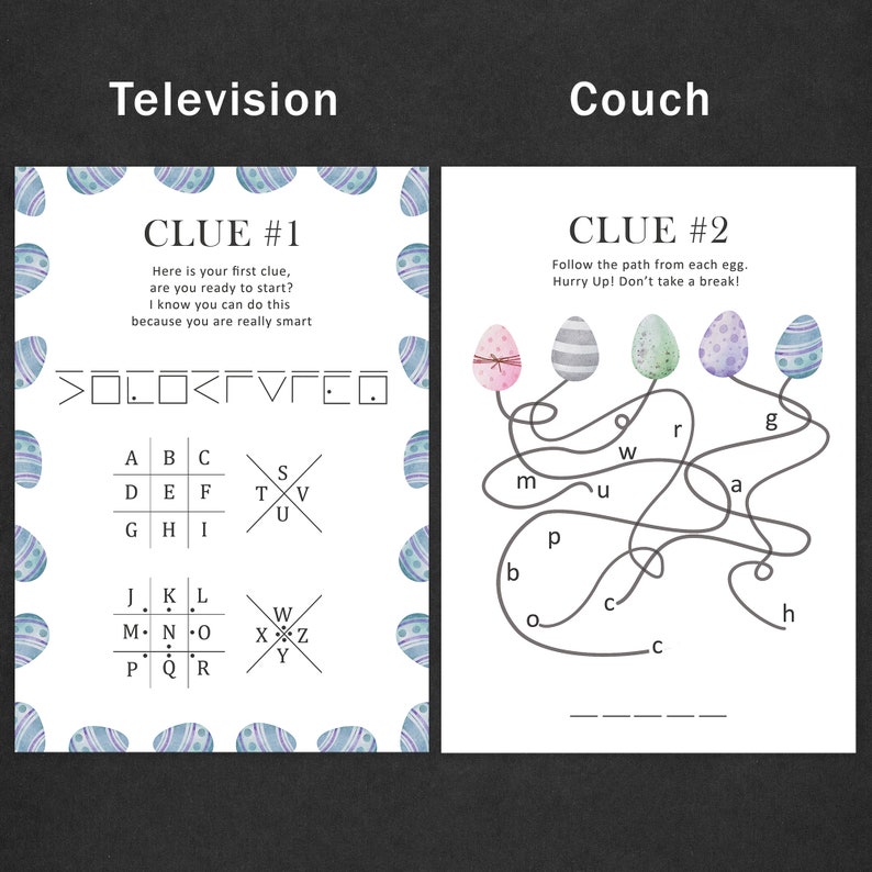 Indices de chasse aux œufs de Pâques Chasse au trésor de Pâques pour les adolescents Salle dévasion du lapin de Pâques Enfants plus âgés Panier de Pâques intérieur Jeu de chasse au trésor IMPRIMABLE image 4
