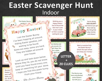 Easter Scavenger Hunt for Kids Easter Egg Hunt Clues Indoor Easter Bunny Treasure Hunt Older Kids Easter Basket Riddle Hunt Teens PRINTABLE