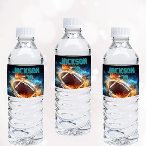 Étiquettes pour bouteilles d'eau de football Emballages de bouteilles de football Décoration de sport Décoration de football Décorations de fête d'anniversaire de football Garçon MODIFIABLE