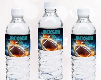 Football Water Bottle Labels Football Bottle Wrappers Sport Decor Football Decoration Football Birthday Party Theme Wraps Boy EDITABLE