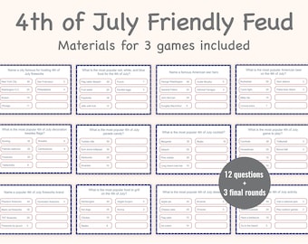 4th July Friendly Feud Quiz Independence Day Family Feud Game Fourth of July Party USA Survey Guess Group Game Printable Instant Digital