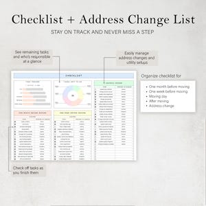 Moving Planner Moving Checklist Spreadsheet Packing Box Inventory ...