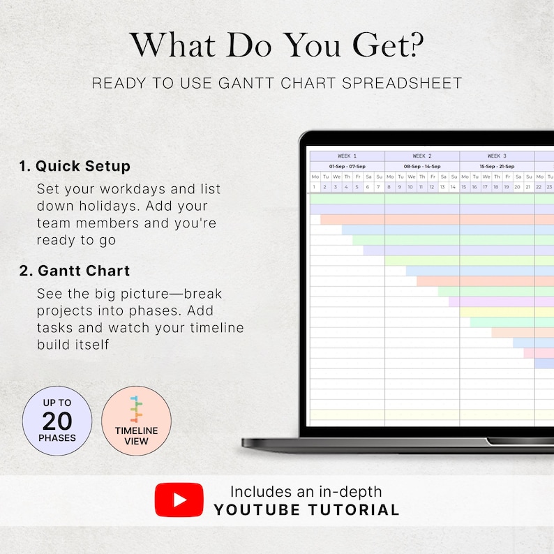 Gantt Chart Spreadsheet Project Timeline Management Tool Task Tracker ...