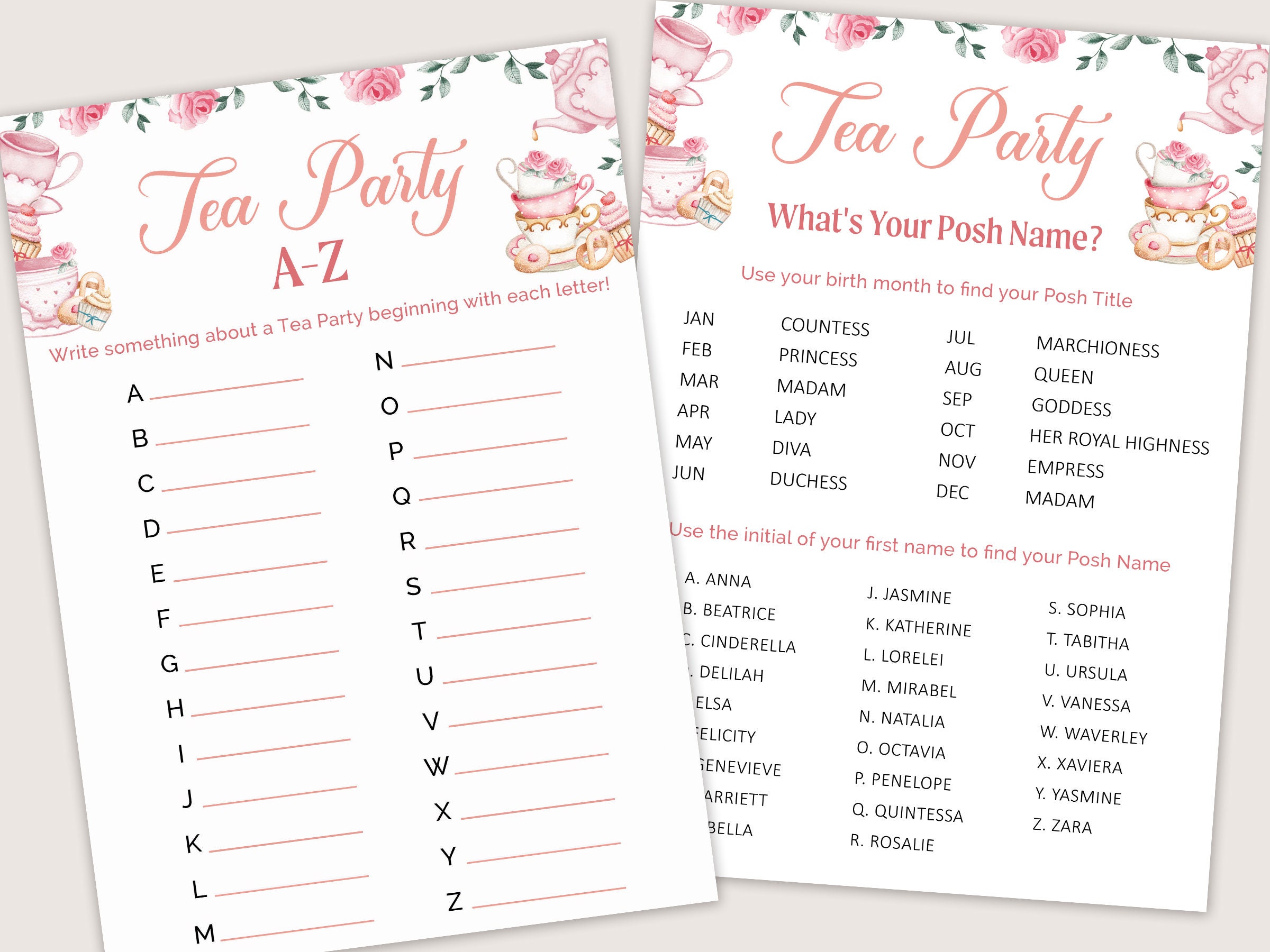 Tea Party Games for Girls Tea Party Birthday Games Kids Tea - Etsy