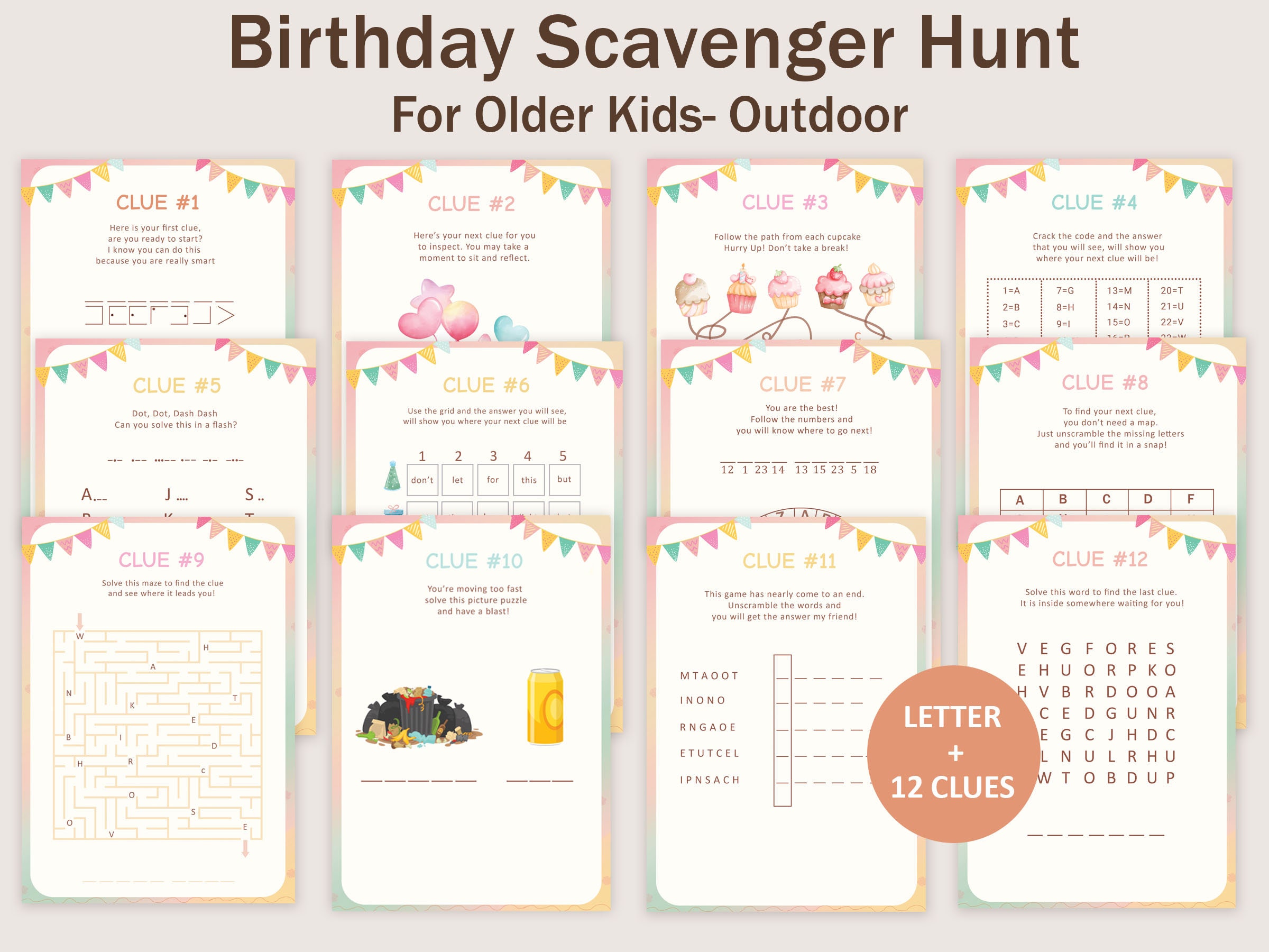 Birthday Scavenger Hunt for Older Kids Birthday Treasure Hunt Clues for ...