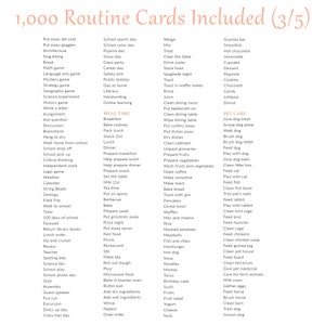 May include: A colourful chart listing 1,000 routine cards included. The chart is divided into categories such as "Put Away", "School", "Meal Time", "Pet Care", and "Clean".