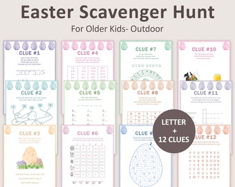 Easter Egg Hunt Scavenger Hunt for Older Kids Easter Hunt Clues Easter Bunny Escape Room Easter Basket Treasure Hunt Outdoor Game PRINTABLE