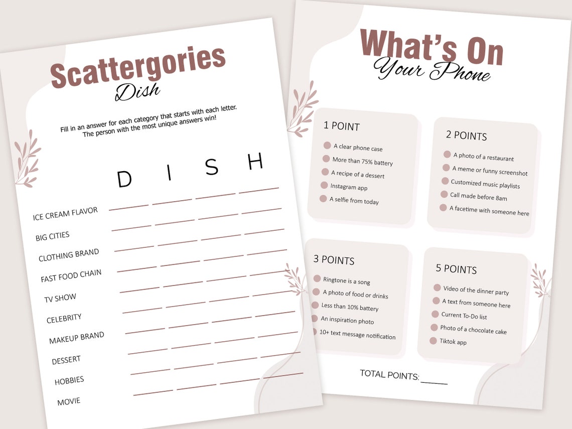 Dinner Party Games Dinner Table Party Games for Adults - Etsy