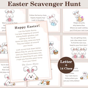 Easter Scavenger Hunt for Kids Easter Hunt Clues Easter Egg Treasure Hunt Indoor Activity Easter Bunny Basket Riddles Gift PRINTABLE Instant