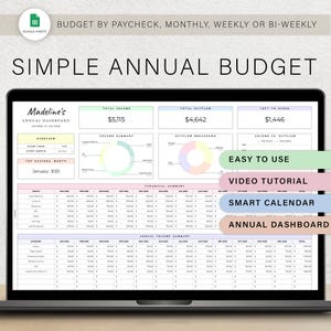 Spreadsheet jaarbegroting Budgetplanner Maandbudgetsjabloon Wekelijkse budgettracker Financiële planner Spaarrekening schulden Google Spreadsheets