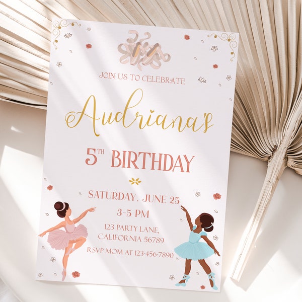 Ballerina Birthday Invitation Ballerina Party Ballet Birthday Invitation Dancer Party Invite Dancing Girl Theme EDITABLE Instant Digital B07