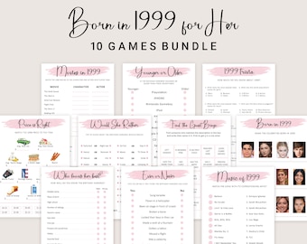 25th Birthday Games for Women 25th Birthday Party Games for Her Born in 1999 Game 1999 Trivia Quiz Activity Bundle Instant Digital PRINTABLE