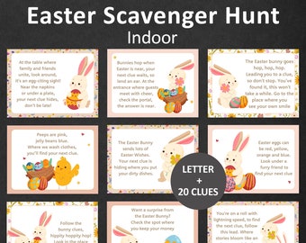 Easter Treasure Hunt for Kids Easter Egg Hunt Clues Indoor Easter Bunny Scavenger Hunt Easter Basket Riddle Hunt Teens Older Kids PRINTABLE