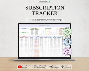 Subscription Tracker Spreadsheet Monthly Subscription Payment Recurring Bill Tracker Template Membership Digital Subscription Google Sheets