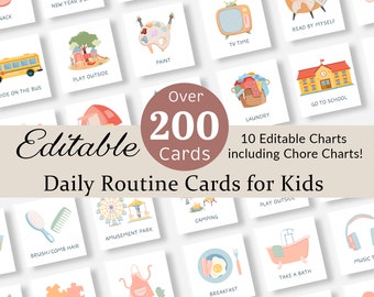 Editable Daily Routine Cards Toddler Routine Chart Daily Rhythm Visual Schedule for Kids Chore Chart Checklist Preschool Montessori Activity