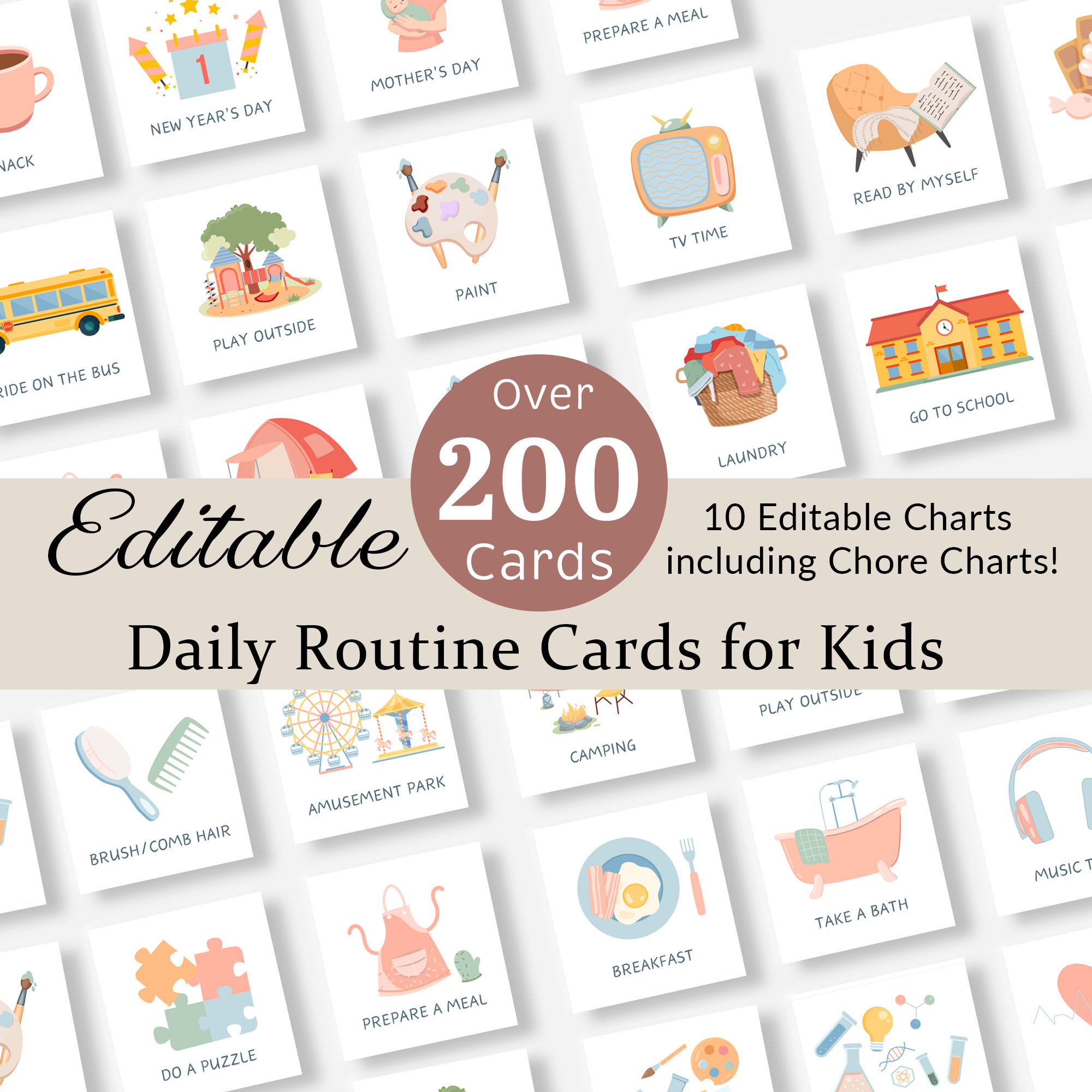 Editable Daily Routine Cards Toddler Routine Chart Daily Rhythm Visual ...