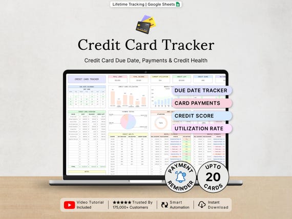 Credit Card Tracker Spreadsheet Credit Card Payoff Planner Credit Score Template Credit Card Debt Reduction Payment Tracker Google Sheets